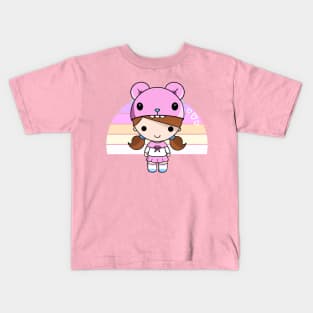 Kawaii Girl in Pink and Rainbow Kids T-Shirt